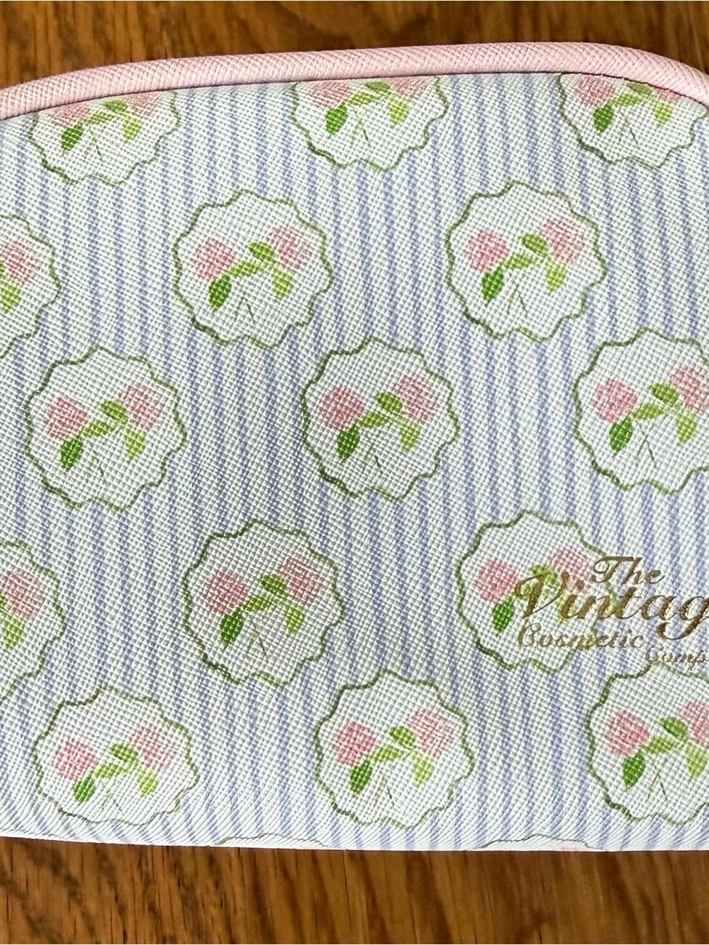 The Vintage Cosmetic Company Floral Makeup Bag Travel Toiletry Case Pink Blue